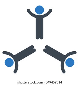 Hands Up Men vector icon. Style is bicolor flat symbol, smooth blue colors, rounded angles, white background.