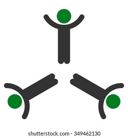 Hands Up Men vector icon. Style is bicolor flat symbol, green and gray colors, rounded angles, white background.