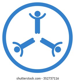 Hands Up Men vector icon. Style is flat circled symbol, cobalt color, rounded angles, white background.