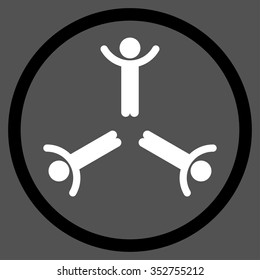 Hands Up Men vector icon. Style is bicolor flat circled symbol, black and white colors, rounded angles, gray background.
