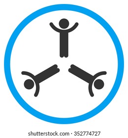 Hands Up Men vector icon. Style is bicolor flat circled symbol, blue and gray colors, rounded angles, white background.