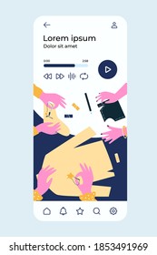 Hands mending clothes and sewing with needle. Sock, fancywork, thread flat vector illustration. Embroidery and handcraft concept for banner, website design or landing web page