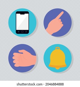 hands and messaging icon set