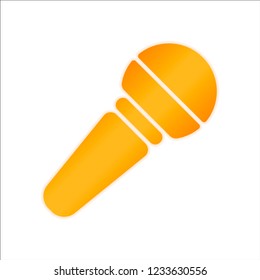 Hands microphone icon. Orange sign with low light on white background