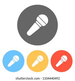 Hands microphone icon. Set of white icons on colored circles