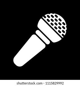 Hands microphone icon. White icon on black background. Inversion