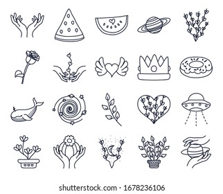 Hands Minimalist Tattoo Icon Set Over Stock Vector (Royalty Free ...