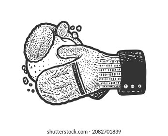 hands in mittens make a snowball sketch engraving vector illustration. T-shirt apparel print design. Scratch board imitation. Black and white hand drawn image.
