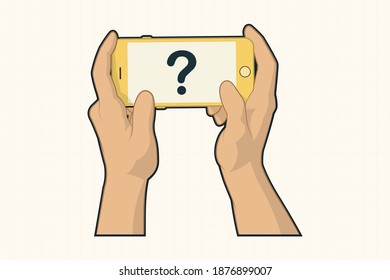 Hands with mobile phone game gesture concept for banner, poster, website, etc.