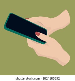 manos con teléfono móvil en la mano, aislado