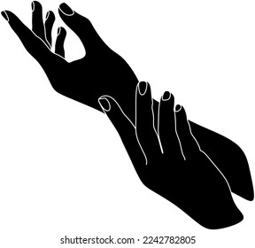 Hands moisturizing icon in black style isolated on white background. Skin care symbol stock vector illustration.