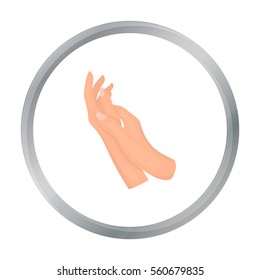 Hands moisturizing icon in cartoon style isolated on white background. Skin care symbol stock vector illustration.