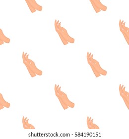 Hands moisturizing icon in cartoon style isolated on white background. Skin care pattern stock vector illustration.