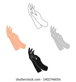 Hands moisturizing icon in cartoon,black style isolated on white background. Skin care symbol stock vector illustration.