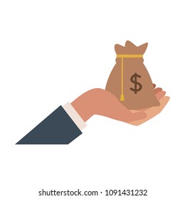 Hands with money bag
