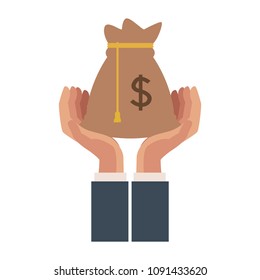 Hands with money bag