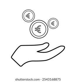 Manos y dinero icono Vector, sobre fondo blanco