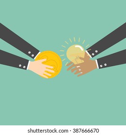 Hands money and a idea vector