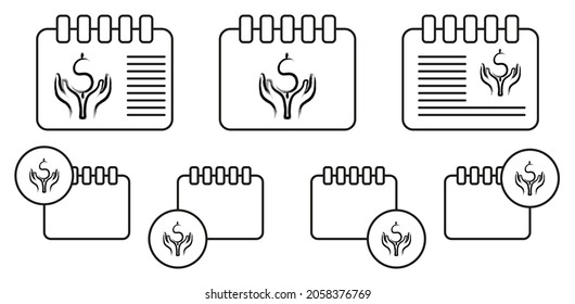 Hands And Money Sketch Style Vector Icon In Calender Set Illustration For Ui And Ux, Website Or Mobile Application