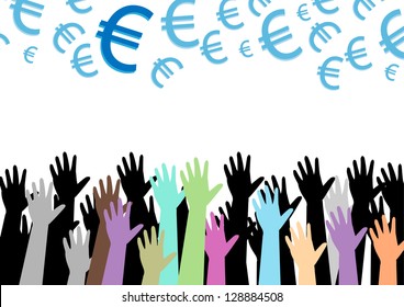 hands of money vector illustration