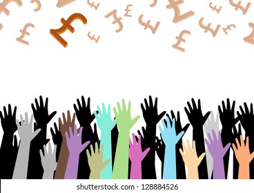 hands of money vector illustration