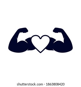 Hands muscular design vector, Fitness equipment icon concept, Creative Gym Symbol, Illustration