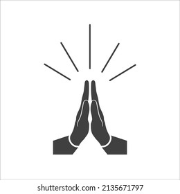 Hands namaste sign on white background. EPS 10