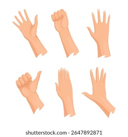 Conjunto de iconos de piel normal de manos. No se requiere medicamento, cura o tratamiento. No hay necesidad de primera ayuda de emergencia para el trauma de la mano humana