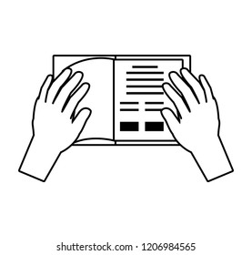 hands with notebook school isolated icon