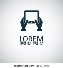hands notepad icon, on white background