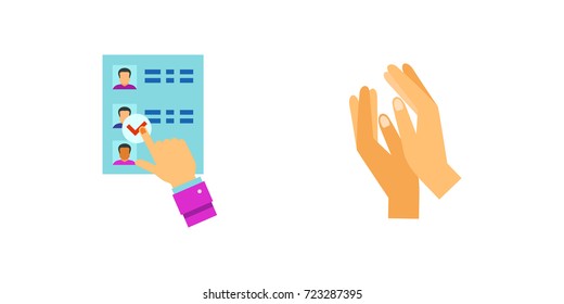 Hands with objects icon set