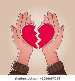 Hands offering a broken heart