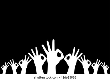 hands okay sign and background vector 