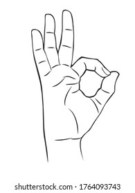 Hands okay sign outline vector , hand sketch vector