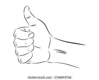 Hands okay sign outline vector , hand sketch vector