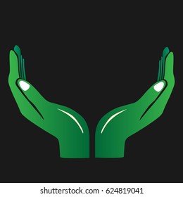 hands on black background