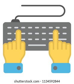 
Hands on computer keyboard symbolising computing concept, the use or operation of computer 
