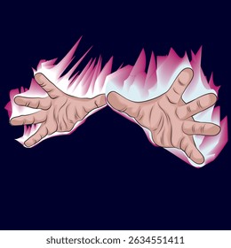 Hands on fire anime, anime power effect.