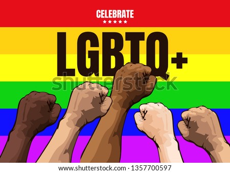 hands on flag rainbow symbol colors, Pride & the LGBTQ Community, Images celebrating, Template Background, Vector Illustration.