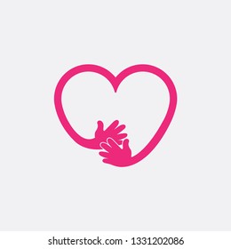 Hands on heart icon. Flat logo design. 