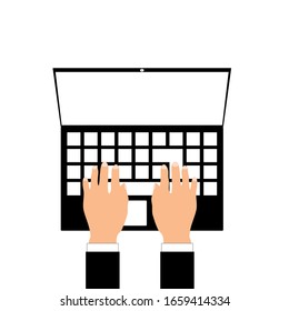 hands on laptop illustration in colorful