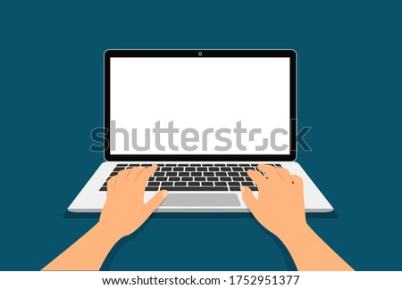 Hands on a laptop keyboard. The concept of working at a laptop top view.
