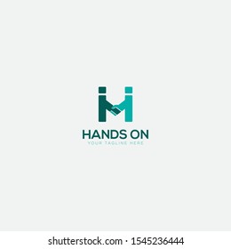 hands on logo with two humans holding hands together