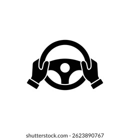 Hands on Steering Wheel Icon Black