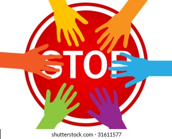 hands on stop sign