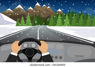 Hands on the wheel of a car