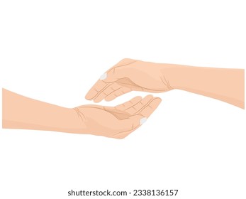 Hands on a white background.