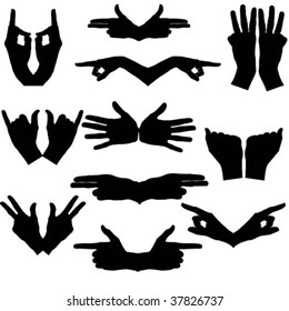 Hands on a white background depict different gestures