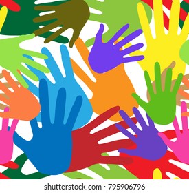 Hands On White Background Seamless Background Stock Vector (Royalty ...