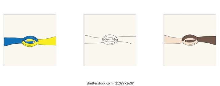 hands in one line handshake